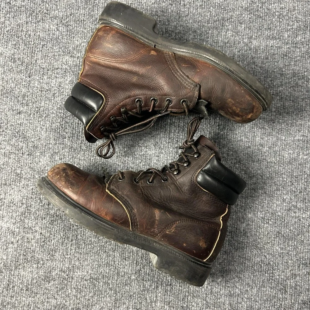 Red Wing USA Brown Leather Steel Toe EH Work Boots Oil Resistant Men's 7 ANSI Z4